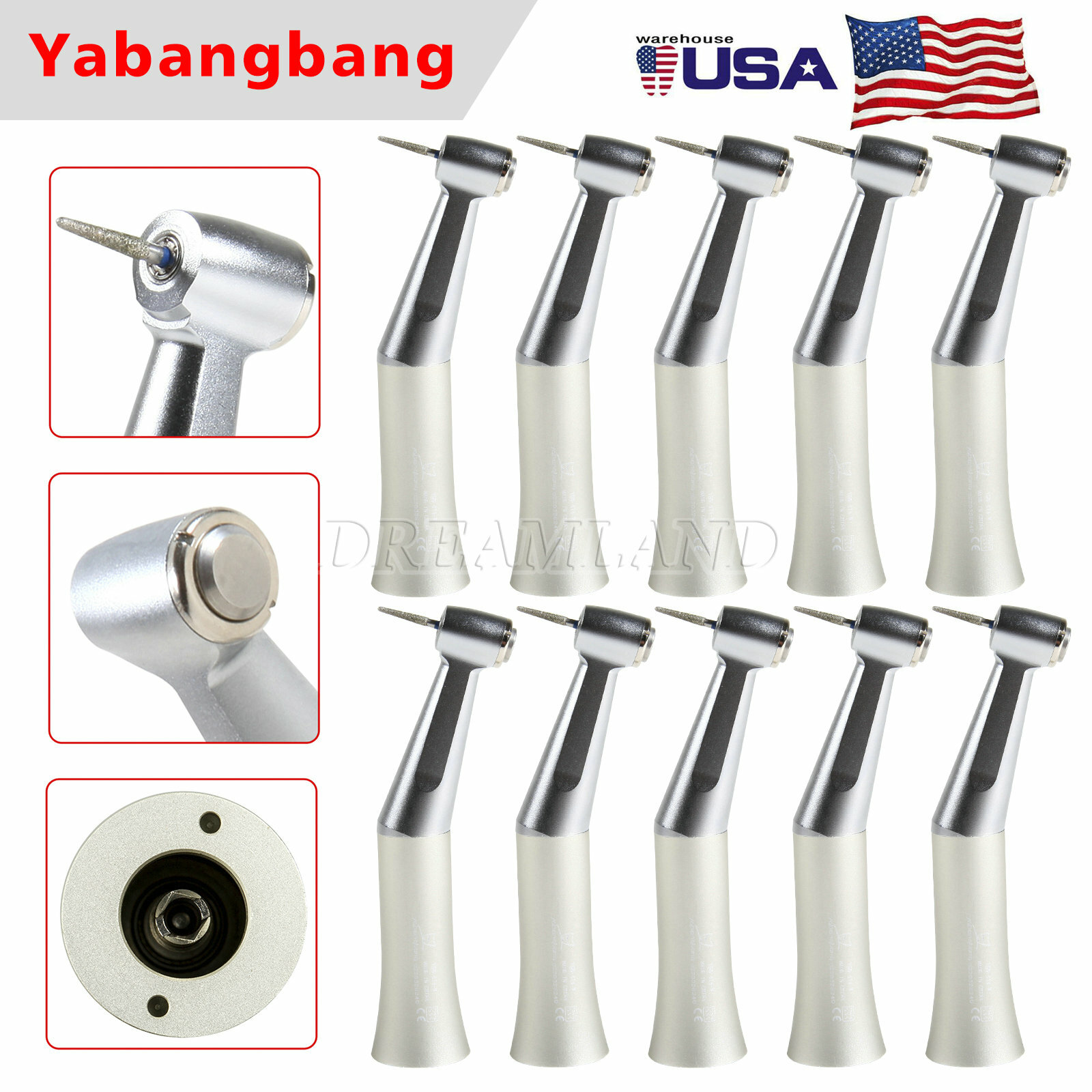 Dental Slow Low Speed Push Contra Angle Handpiece Fit FG 1.6mm Burs