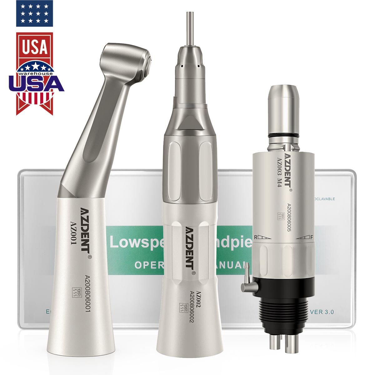 1-10Pc AZDENT Dental LED High Speed Handpiece/Contra Angle/Straight/Air Motor