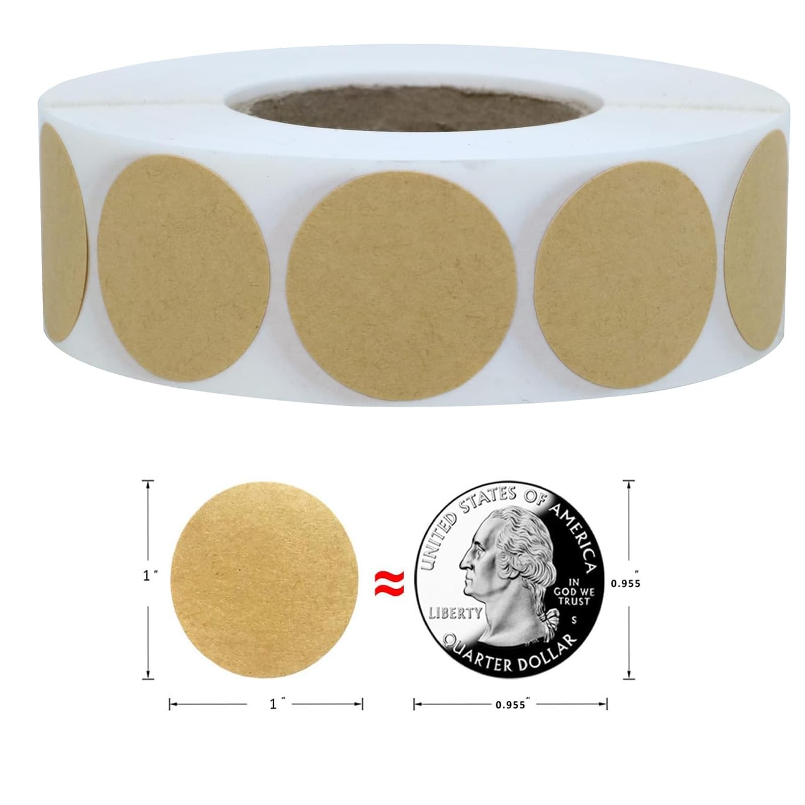 1 Inch Brown Kraft Blank Stickers 1000 Pieces Circle Price Tags Labels
