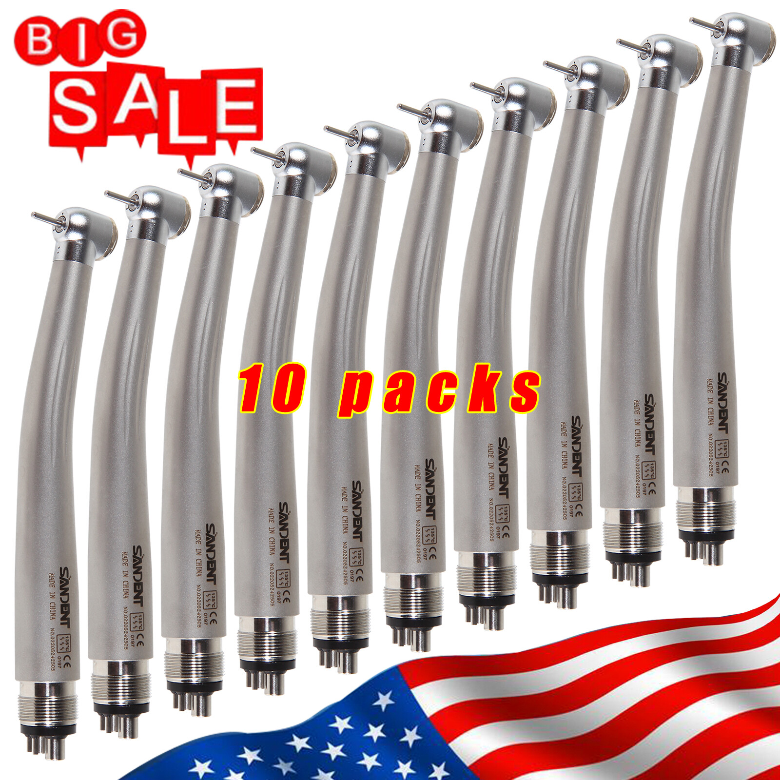 10* SANDENT Dental High Speed Handpiece push button spray 4Hole Midwest fit NSK