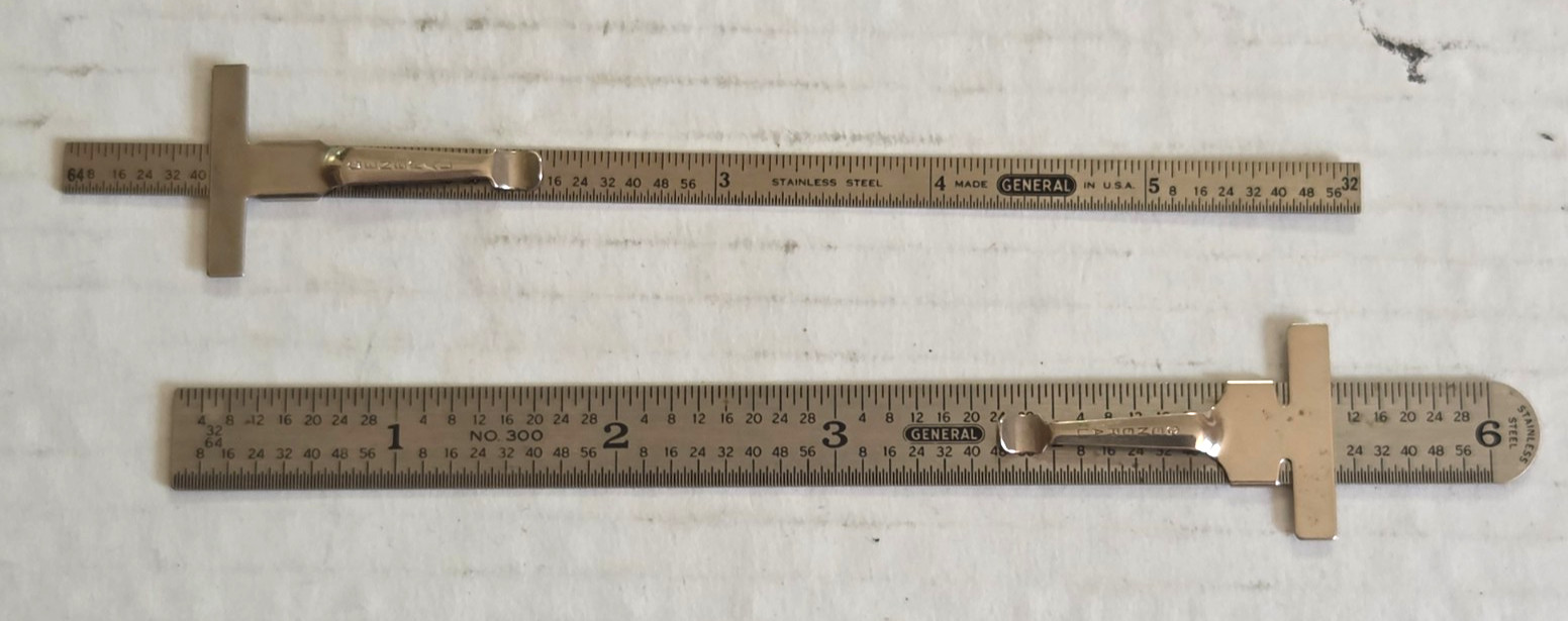 General 6″ Machinist Rulers 1/2″ No. 300 & 1/4″ Depth Gauge Clips