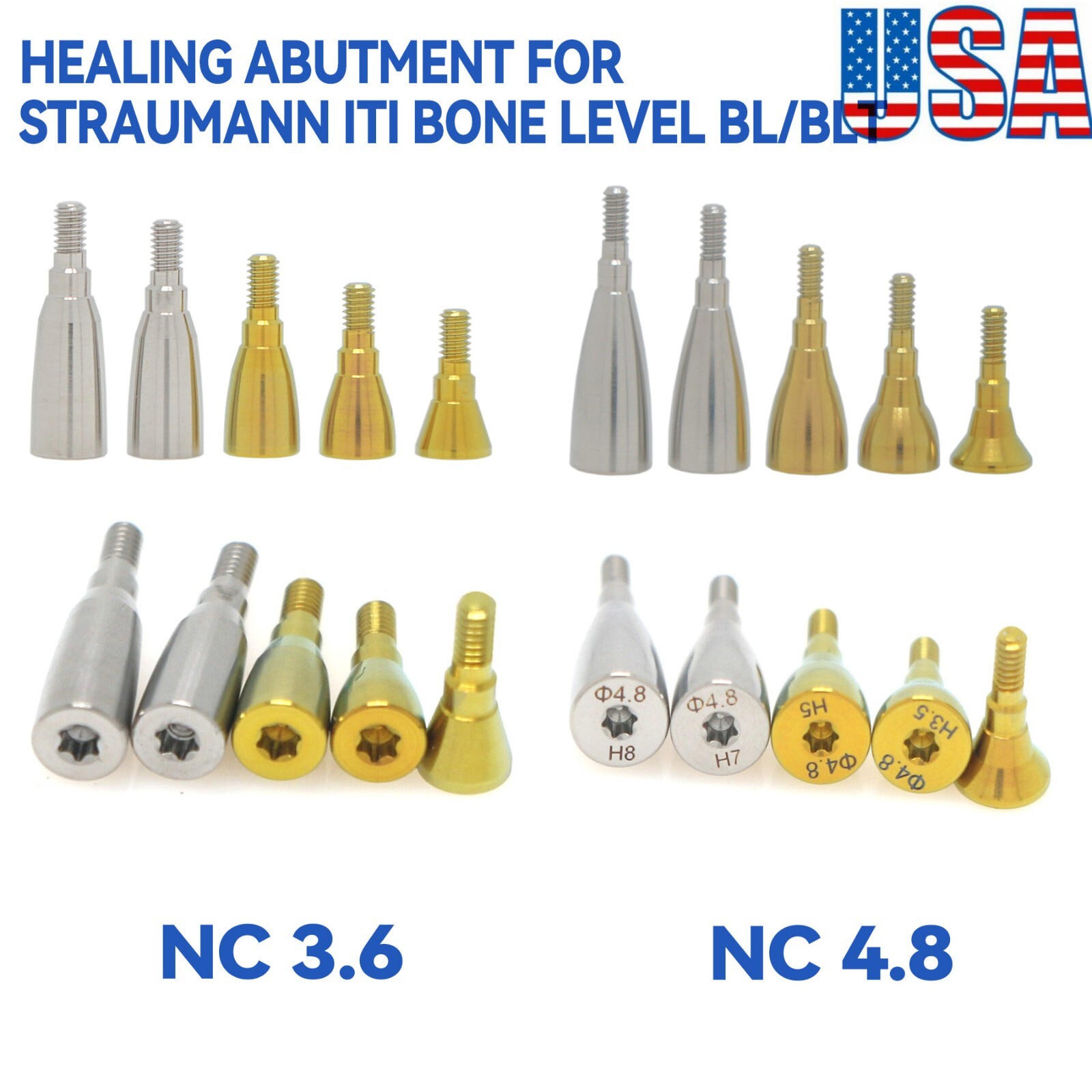 US Dental Healing Abutment NC/RC fits Straumann ITI BL/BLT Cover Screw Cap Ø4.5