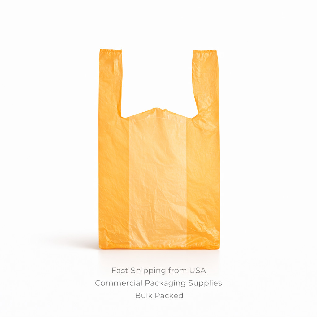 Orange Plastic T-Shirt Bags 1/6 Large 21 x 6.5 x 11.5 in 0.51 Mil