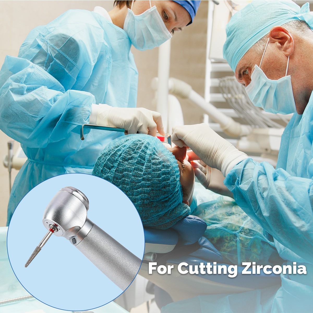 5pcs Dental Diamond Zirconia Cutting Burs Kit FG 1.6mm Fit High Speed Handpiece