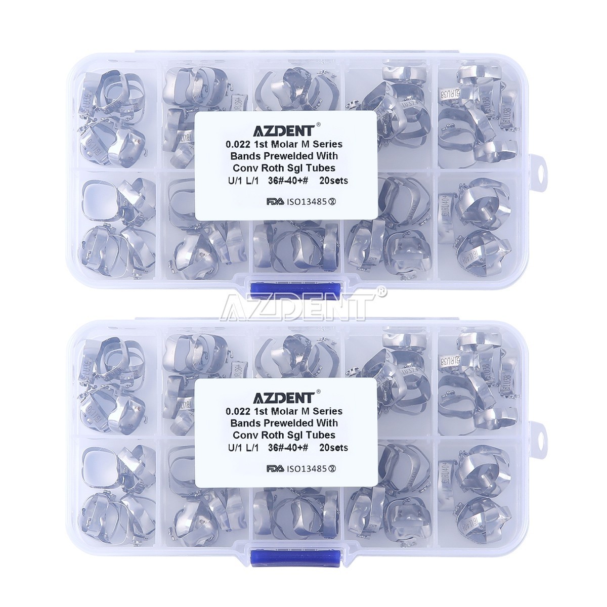 AZDENT Dental Ortho M Series Buccal Tube With Bands 1st Molar Roth.022 36#-40+#