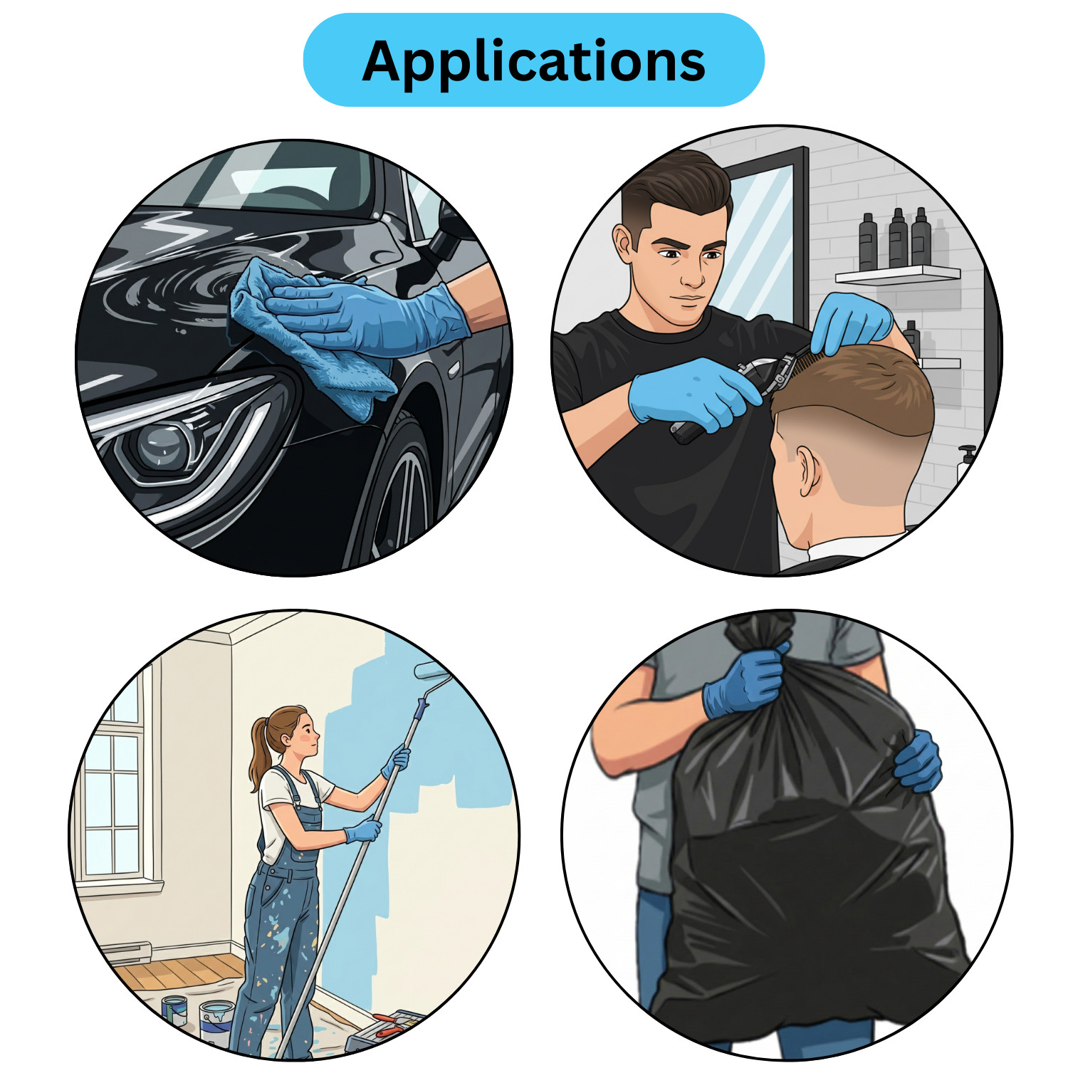 1000 Blue Nitrile Powder-Free Disposable Gloves Medium 3 MIL Finger-Textured