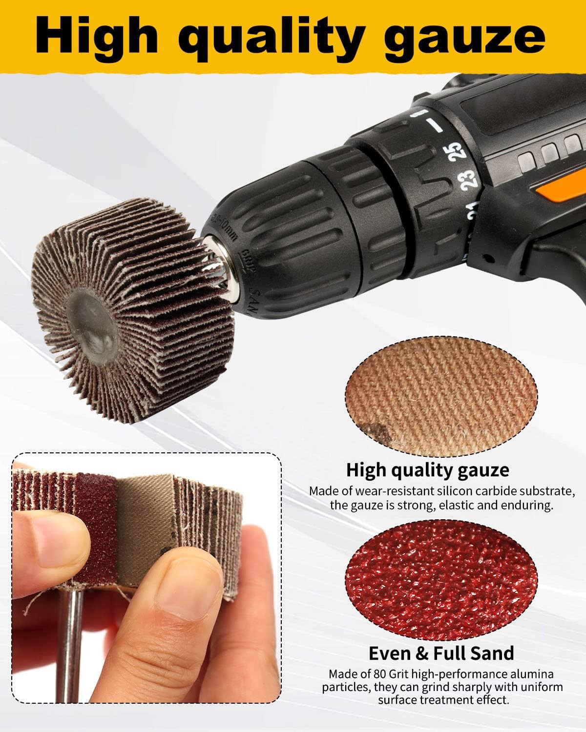 SHITIME 8 Pcs Flap Wheel Sander Set, 1/4″ Shank 8Size Flapper Wheel, SHITIME …