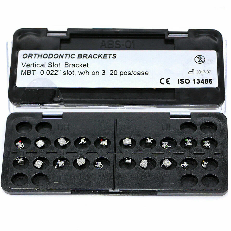 5×Dental Orthodontic Metal Vertical Slot Brackets MBT 022 With 3 Hooks Bomaoer