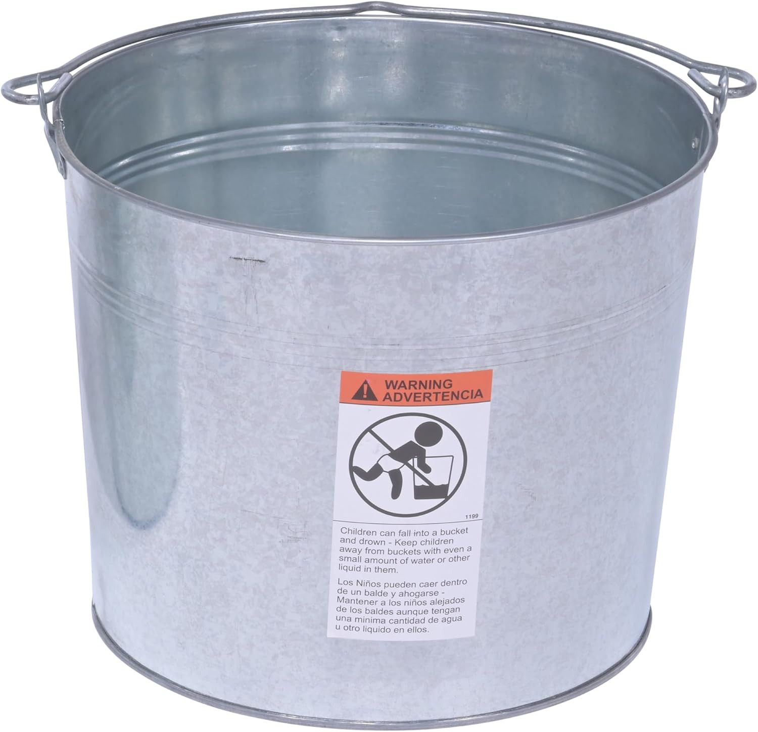 BKT-GAL-500 Galvanized Steel Bucket, 10-3/4″ Depth, 5 Gallon, 44 Pound Capacity
