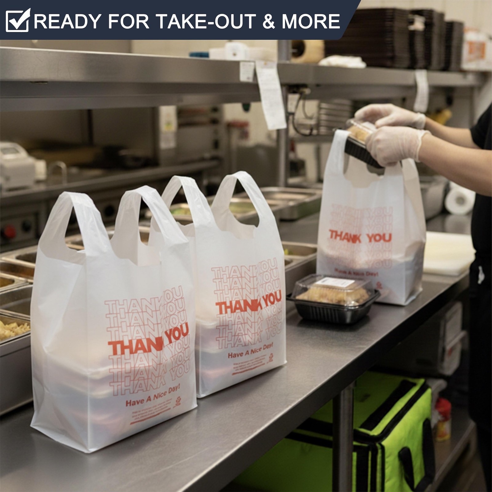 YoYoRain 1000 Pack White Thank You T-Shirt Bags with Handles, 11x6x21 Plastic