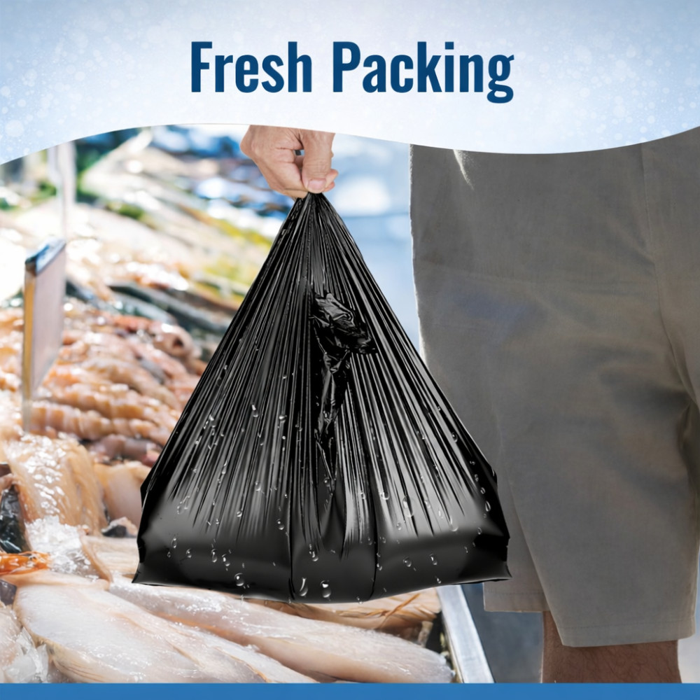 Heavy Duty Black T-Shirt Bags 11.5×6.5×22″ Plastic Grocery Carryout 1000 Ct