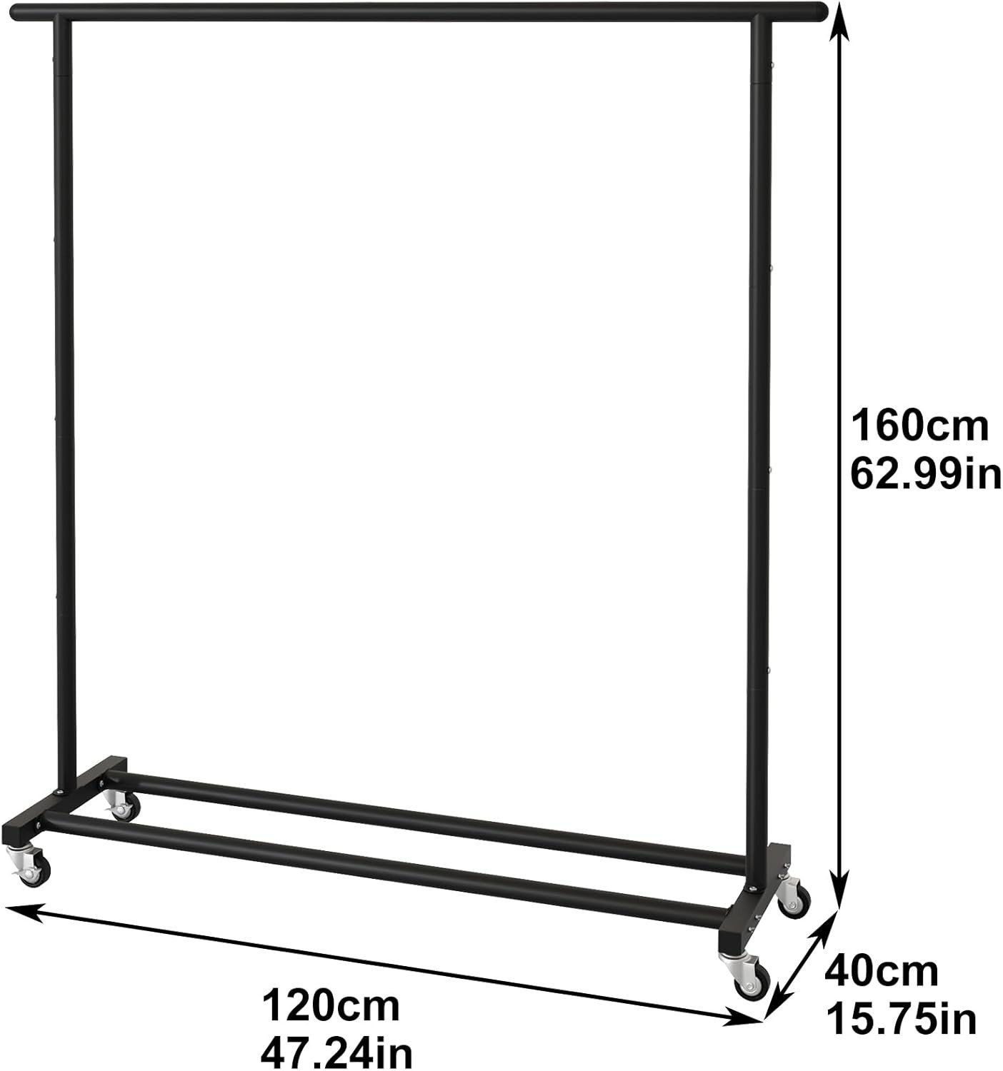 Metal Clothing Rack Adjustable Freestanding Garment Organizer with Wheels Black