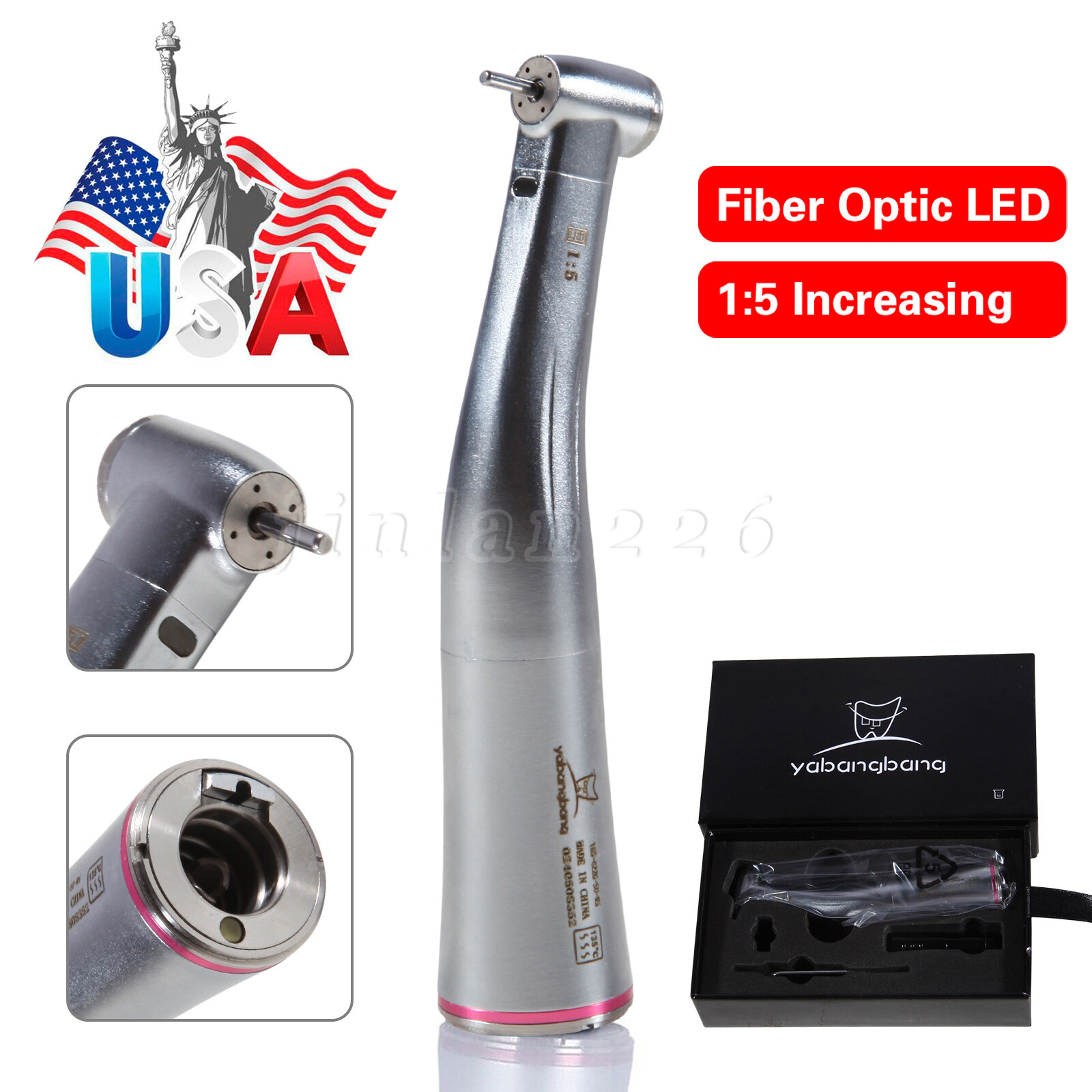 Dental 1:5 Optic LED Contra Angle Increasing Handpiece Fit NSK Electric Motor ZS
