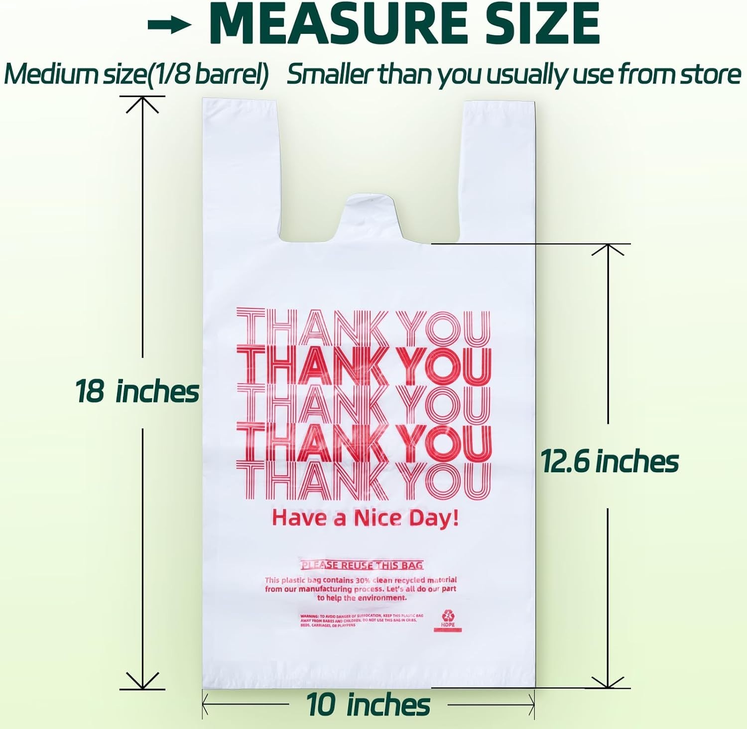 100 Count Durable T-Shirt Bags with Handles | Eco-Friendly Shopping Solution
