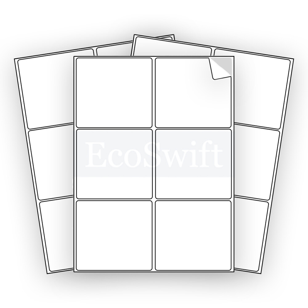 6-60,000 4 x 3 1/3 “EcoSwift” Laser Address Shipping Adhesive Labels 6 per sheet