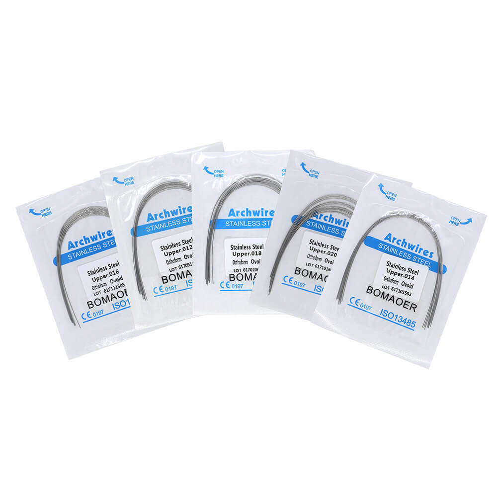 Orthodontic Arch Wires, Oval Form, Stainless Steel, 100 Pcs (10 Packs)