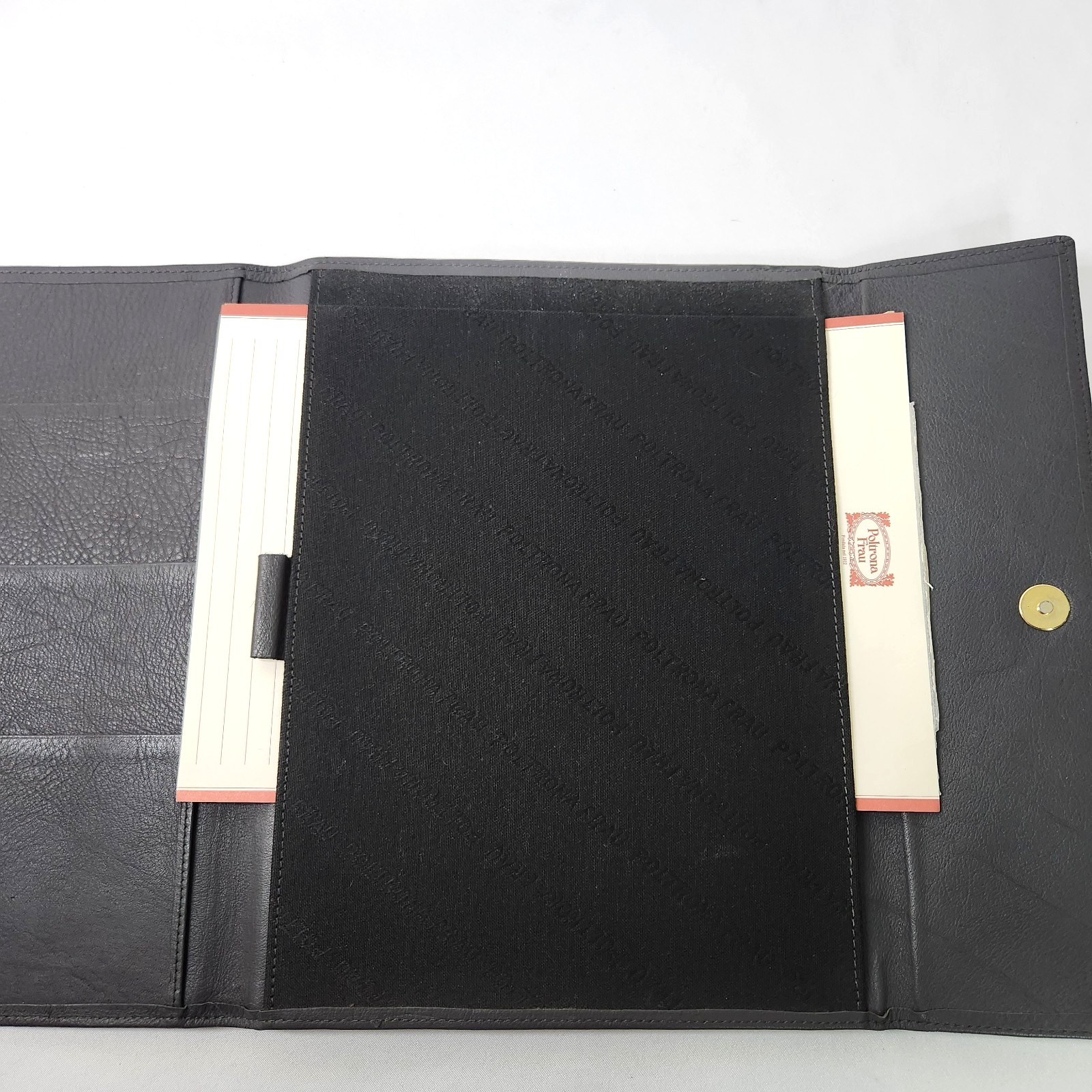 Poltrona Frau Leather Portfolio Dark Gray Snap Flap Close for 8.5 x 11 Notepad