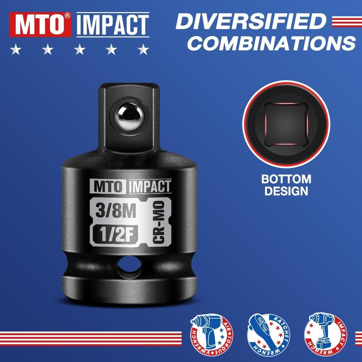 2-Piece 1/2″ Female to 3/8″ Male Impact Socket Adapter Set, 1/2″ Drive Impact Dr