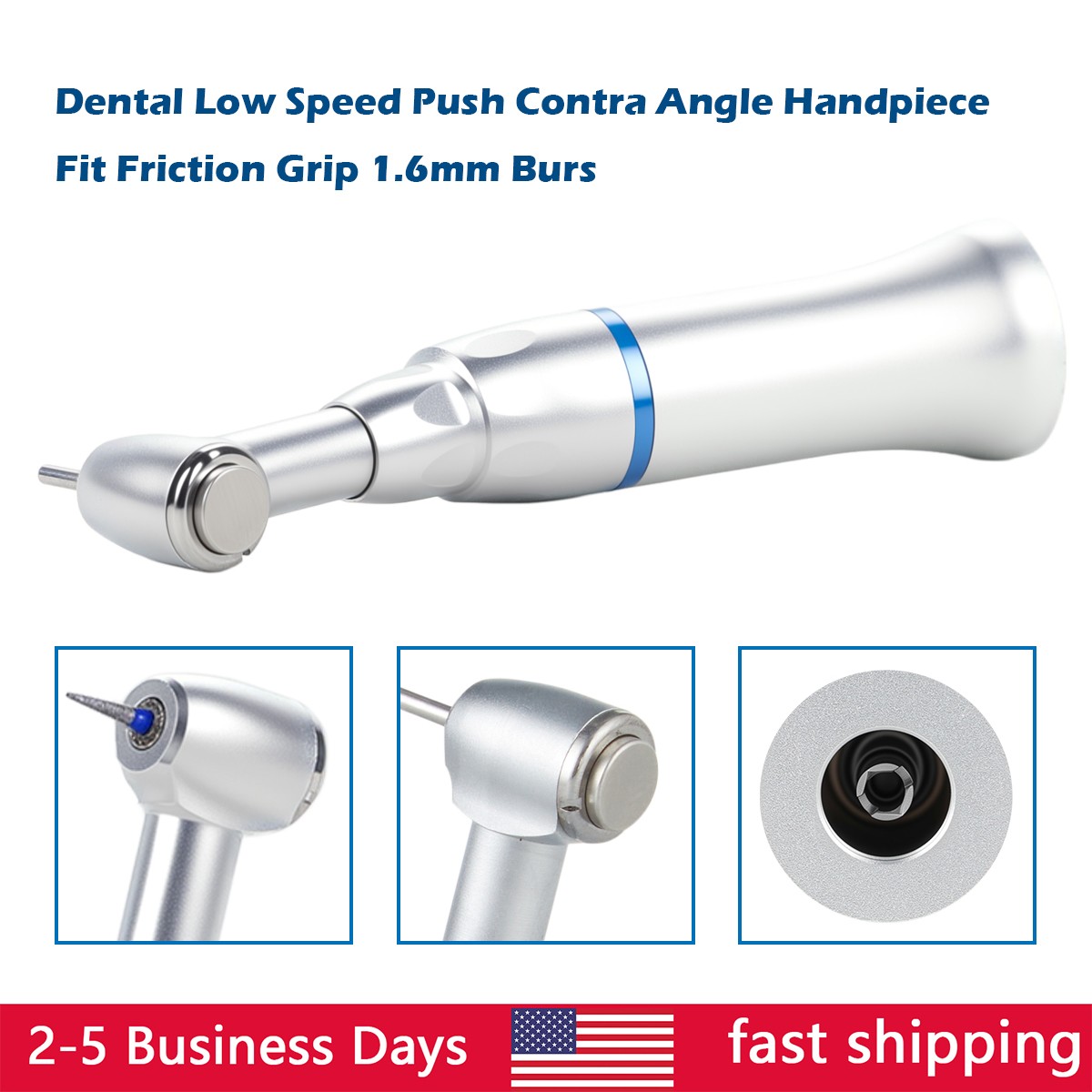 FG1.60mm Dental Slow Speed Contra Angle Handpiece Push button Friction Grip Tips