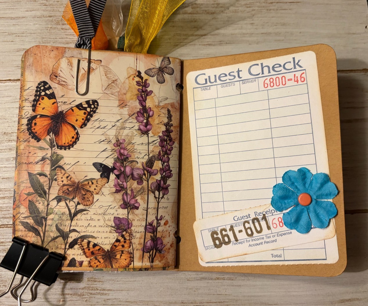 Junk Journal Handmade Booklet Book Vintage “Nature Butterfly” Pockets, Ephemera