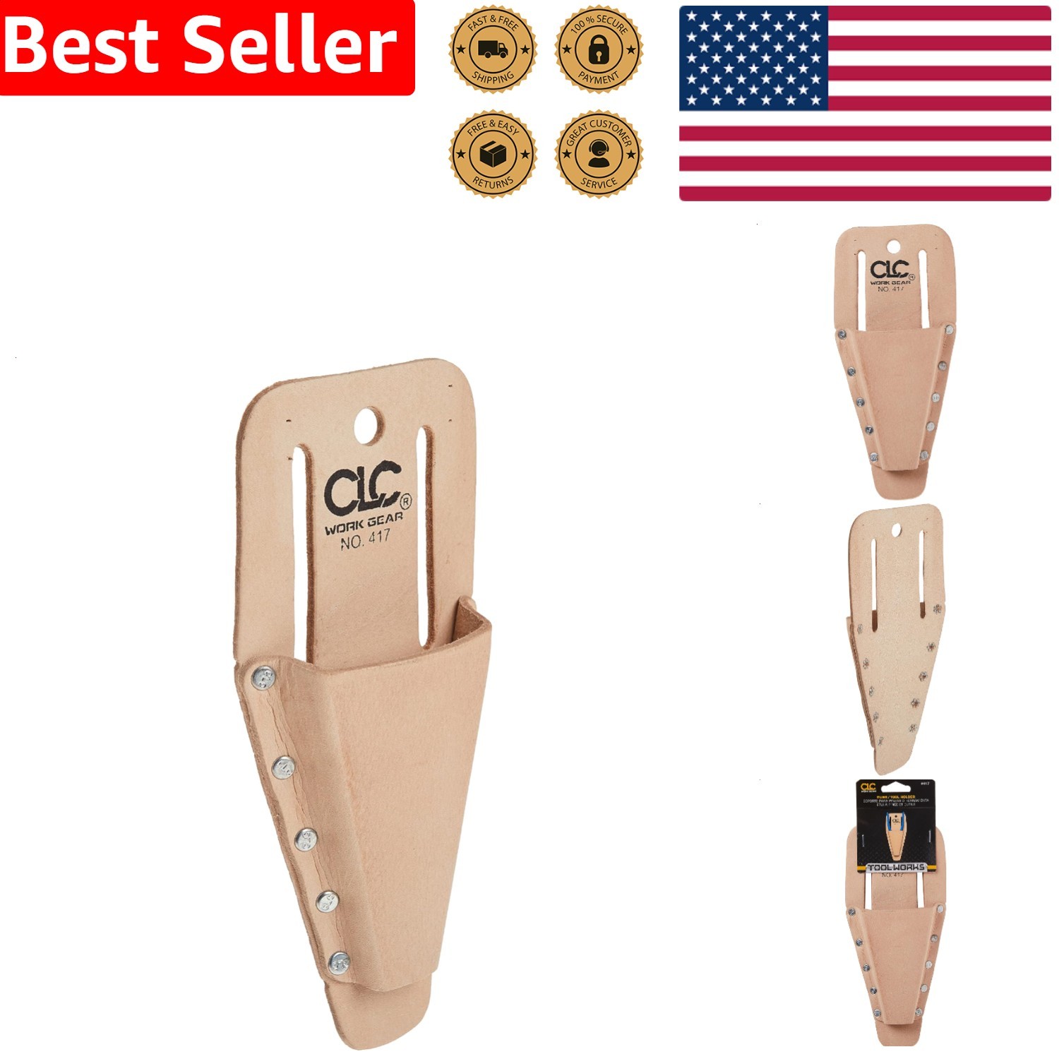 CLC 417 Leather Plier Tool Holder Beige Durable Molded Slip Pocket