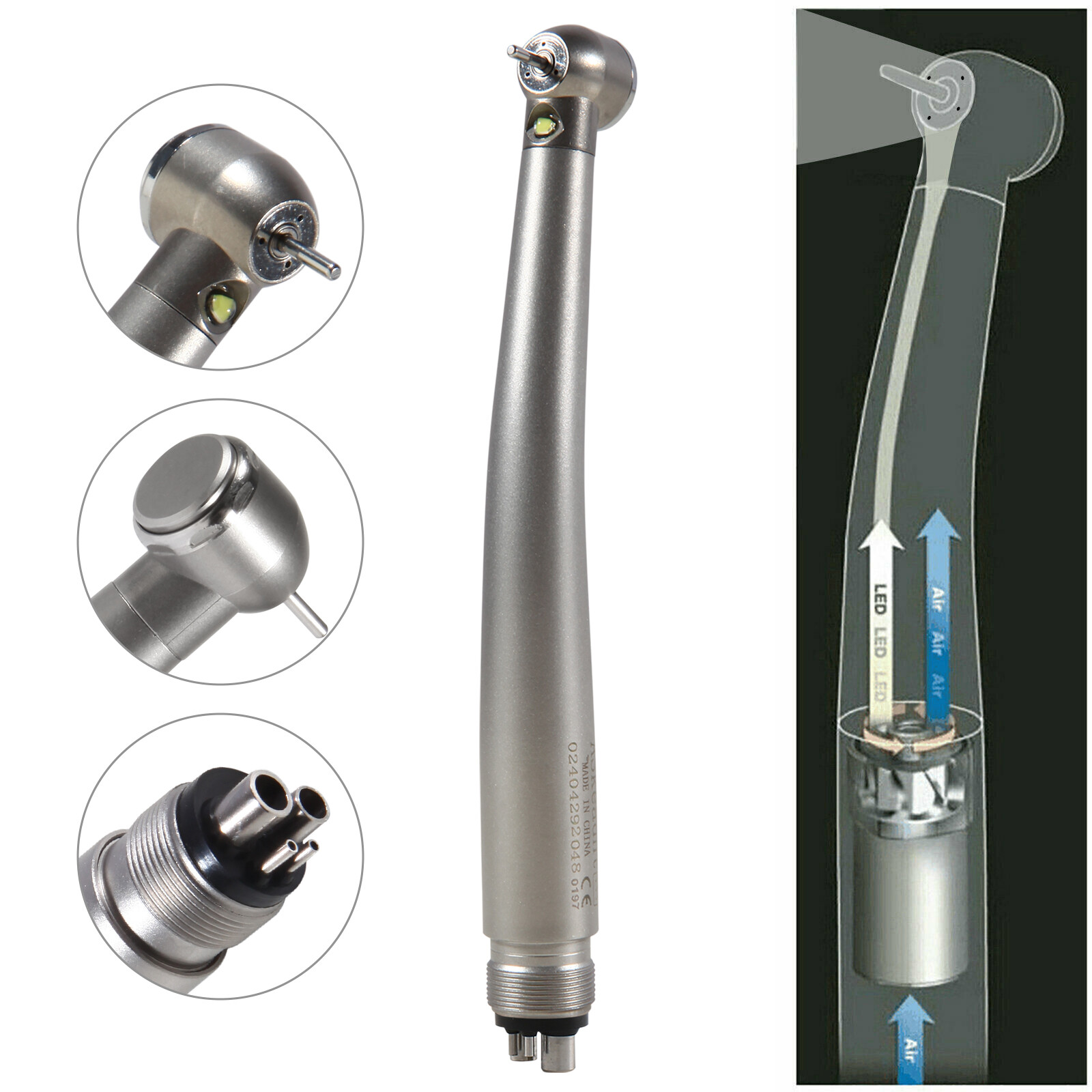 KaVo Style Dental Fiber Optic LED E-generator High Speed Handpiece Turbine 4HOLE