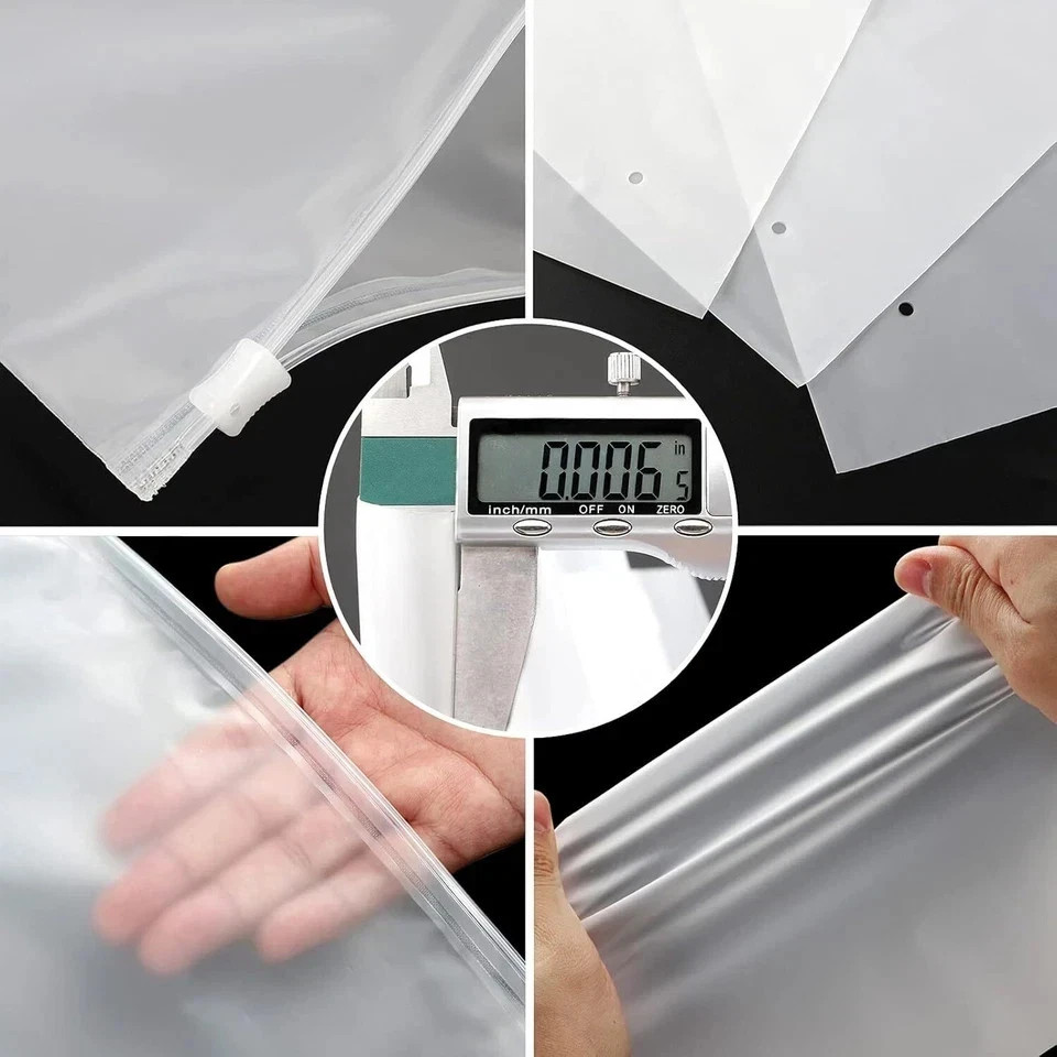 Frosted Zipper Poly Bags 50PCS 14×16 inch Plastic Bags for Clothes Tshirt Packi