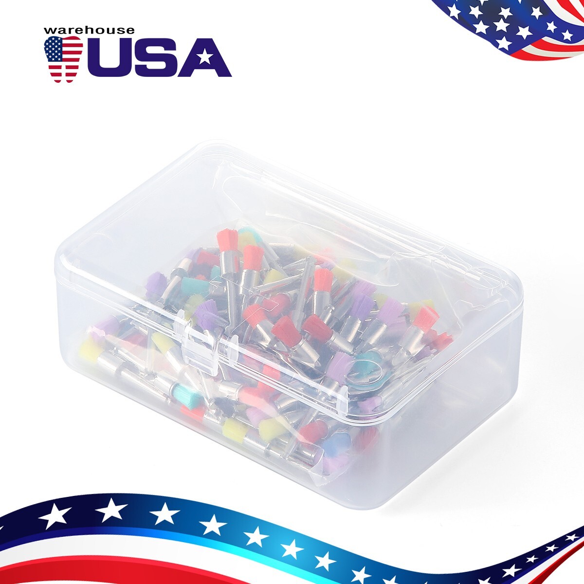100pcs de cepillos de pulido de nailon dental Copas profilácticas RA tipo plano