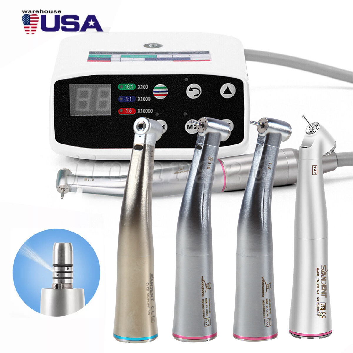 NSK Style Dental LED Brushless Electric Micro Motor/ 1:5 Increasing Handpiece US