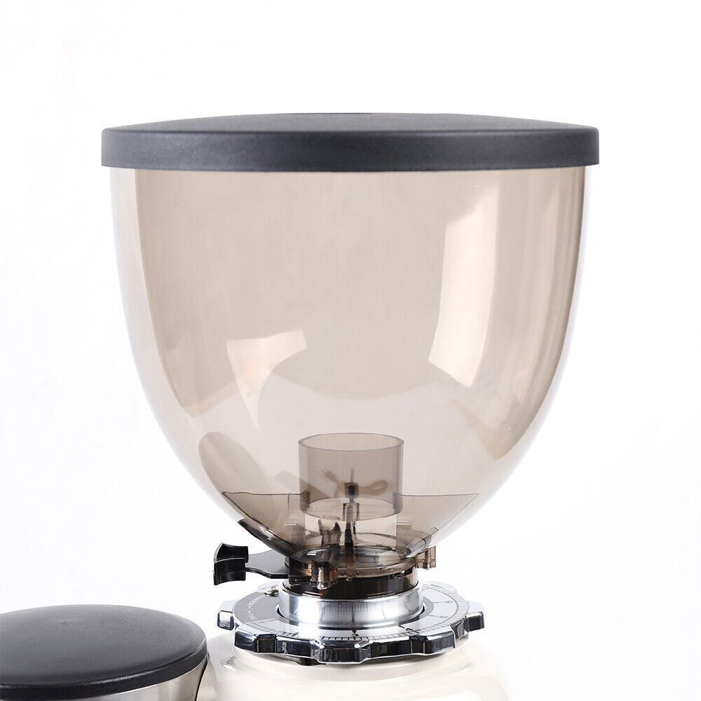 64mm Flat Burr Coffee Grinder 350W 1.2kg Hopper White 200g Dispenser