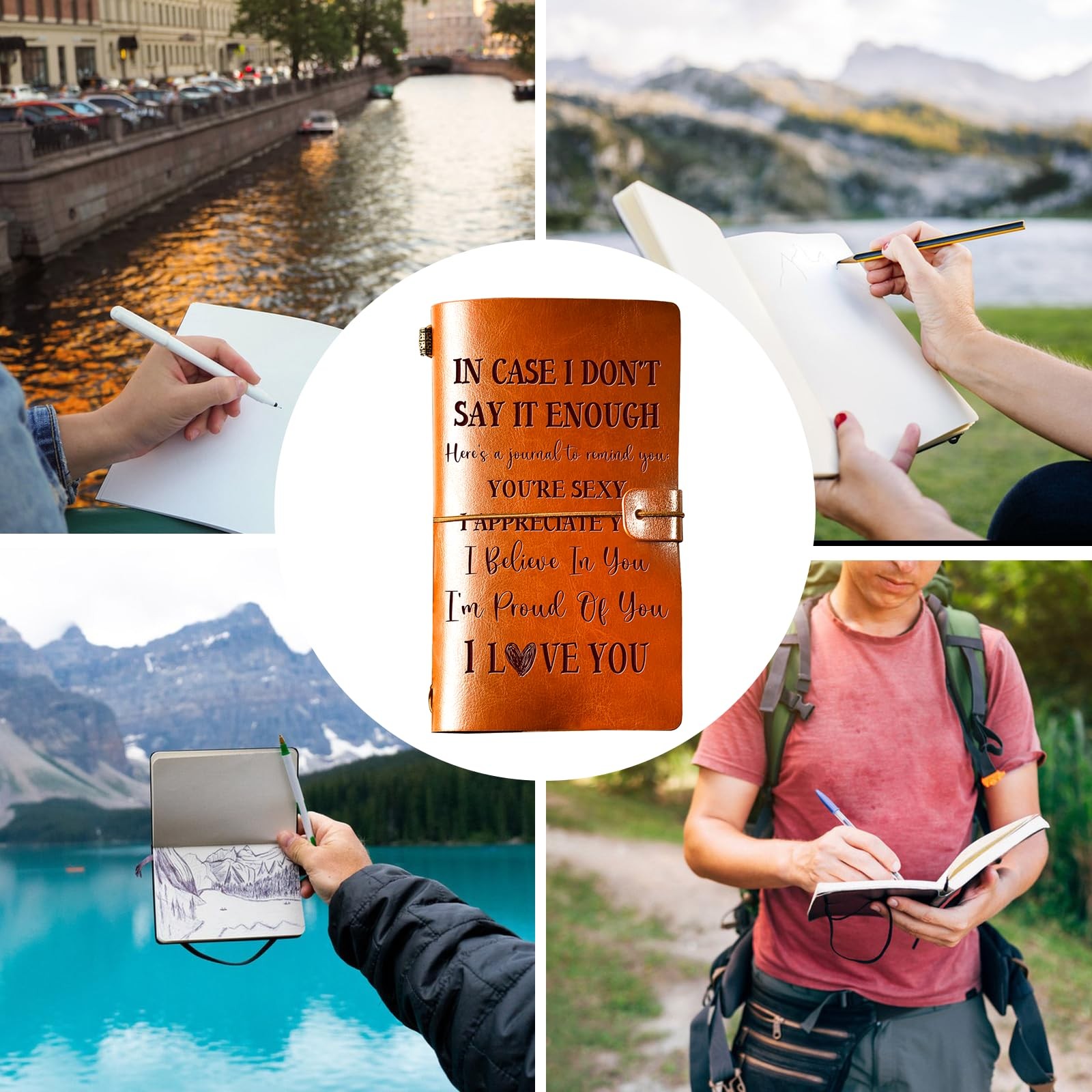 Romantic Gifts for Her Him, Romantic I Love You Leather Journal, 140 Page Ref…
