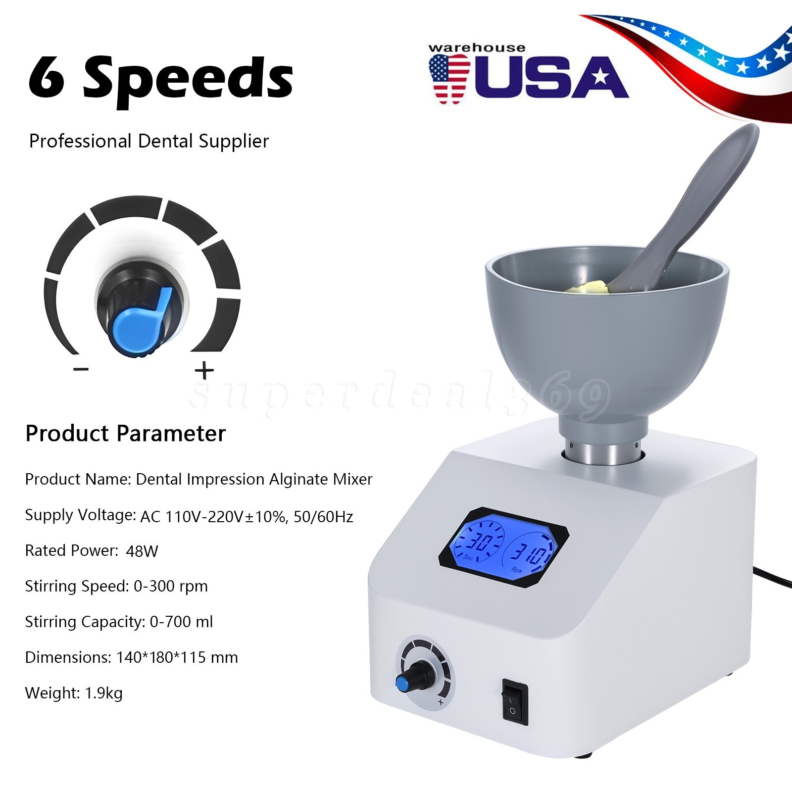 ALGINATE DENTAL MIXER LAB IMPRESSION MATERIAL 110V or 220V ne