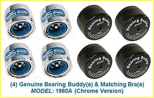 Bearing Buddy (4) 1.980 Boat Trailer Genuine CHROME with Protective Bras