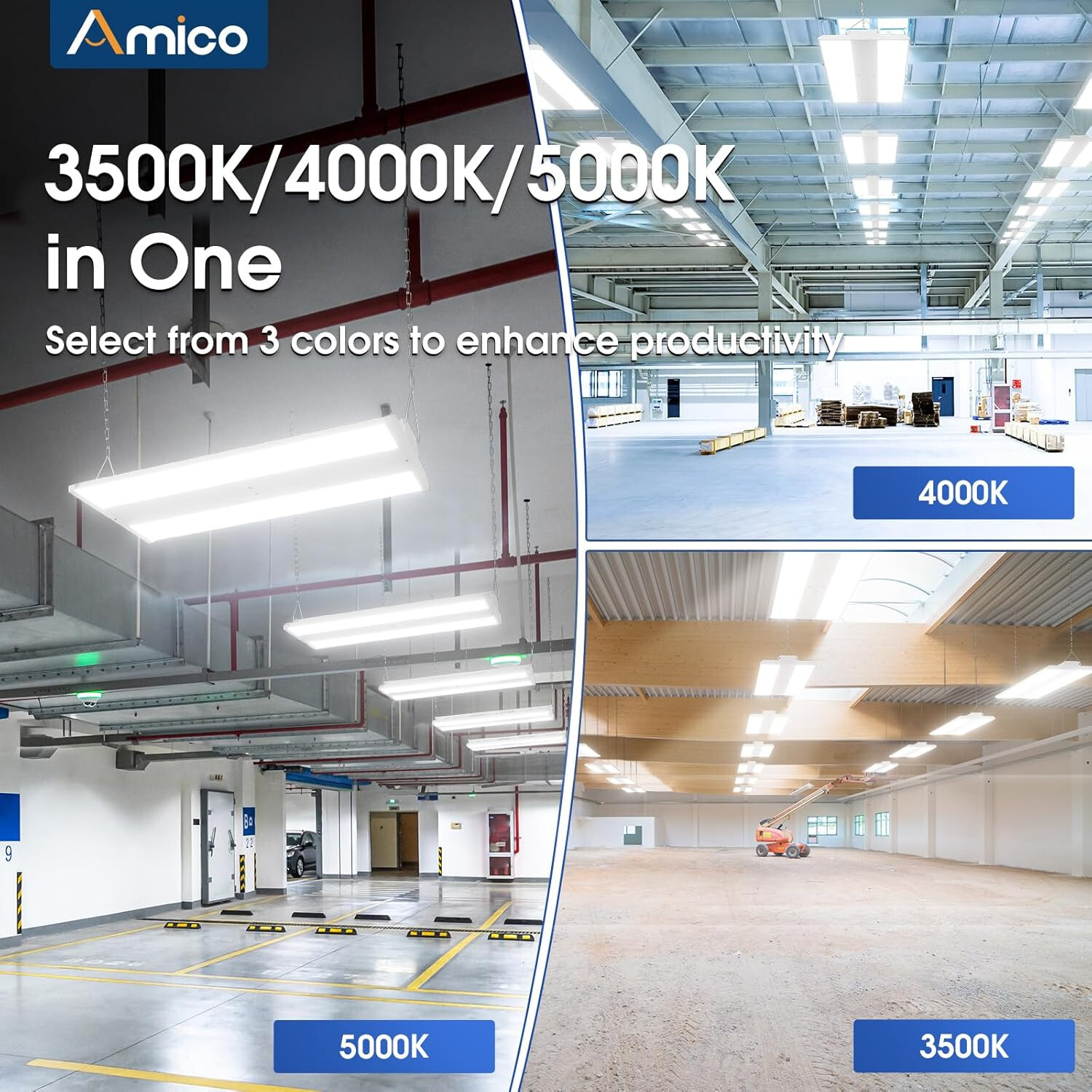 LED Bay Light, 20800 Lm, Dimmable, Selectable 110W/130W/160W, 3500K/4000K/5000K