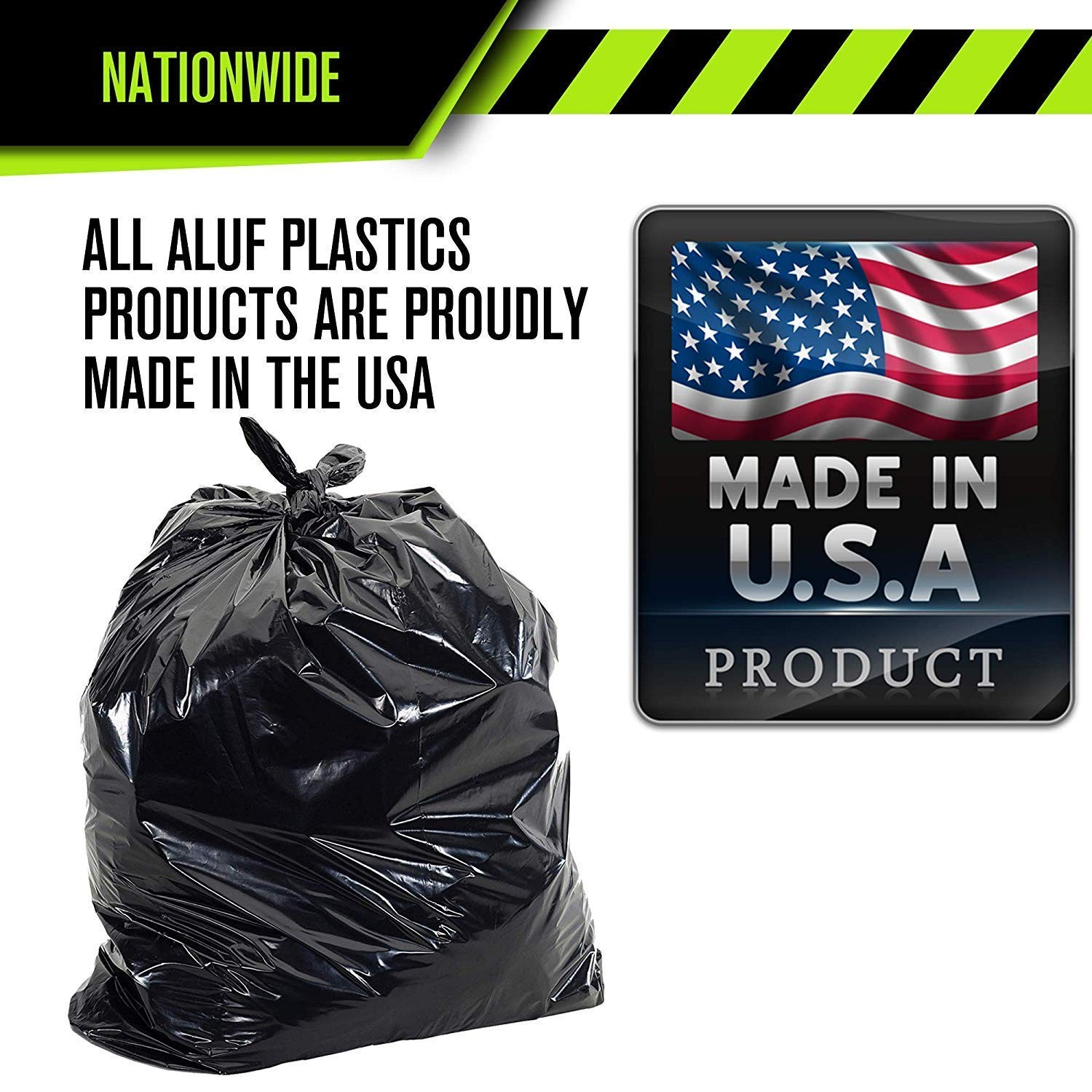 Aluf Plastics 45 Gallon 1.4 Mil Black Heavy Duty Garbage Bags – 40 Inch X 46