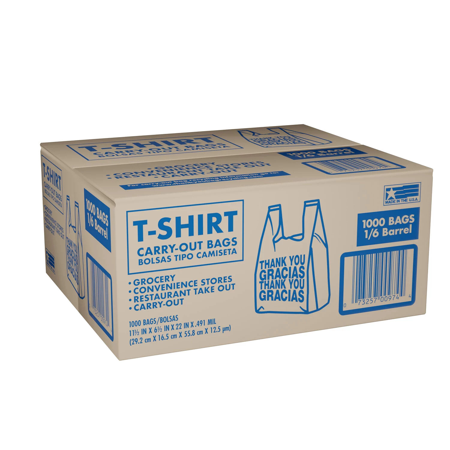 T-Shirt Carry-Out Bags, 11.5″ x 6.5″ x 22″ (1,000 ct.)