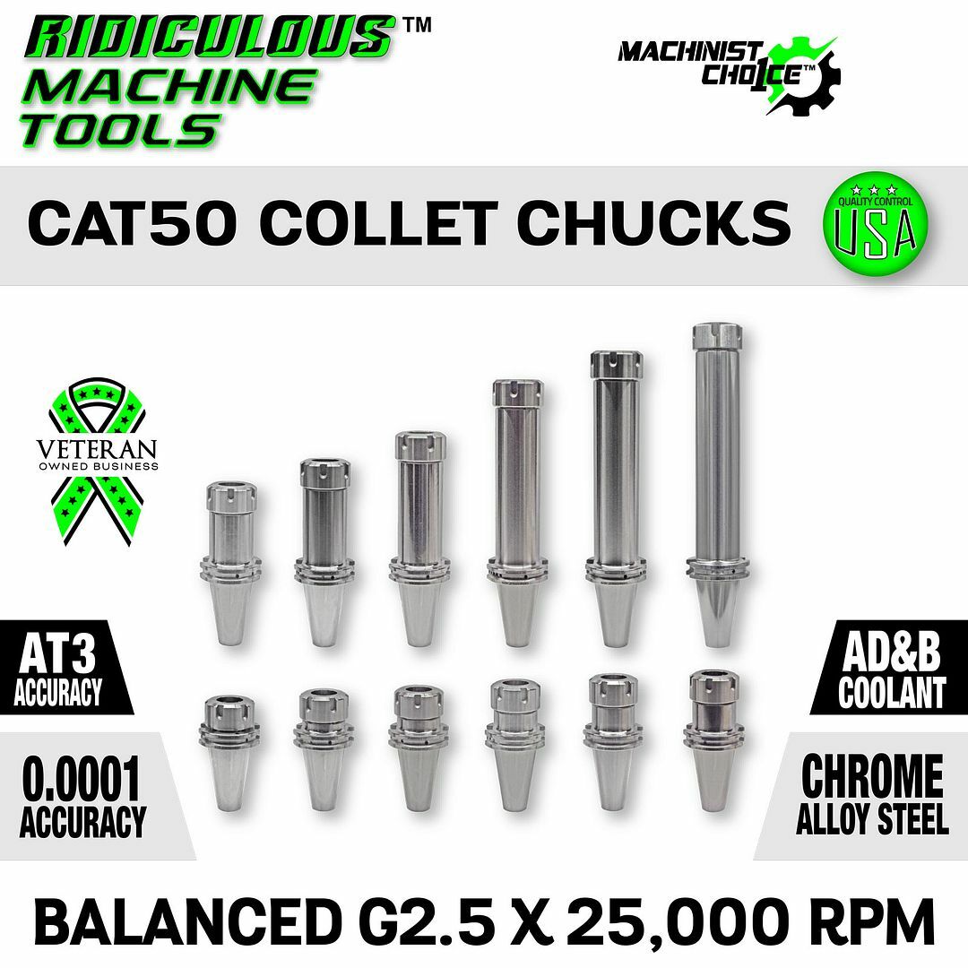 High Quality CAT50 ER20 Collet Chuck x 2.5″ G2.5 at 25,000 RPM (0.0001 T.I.R.)