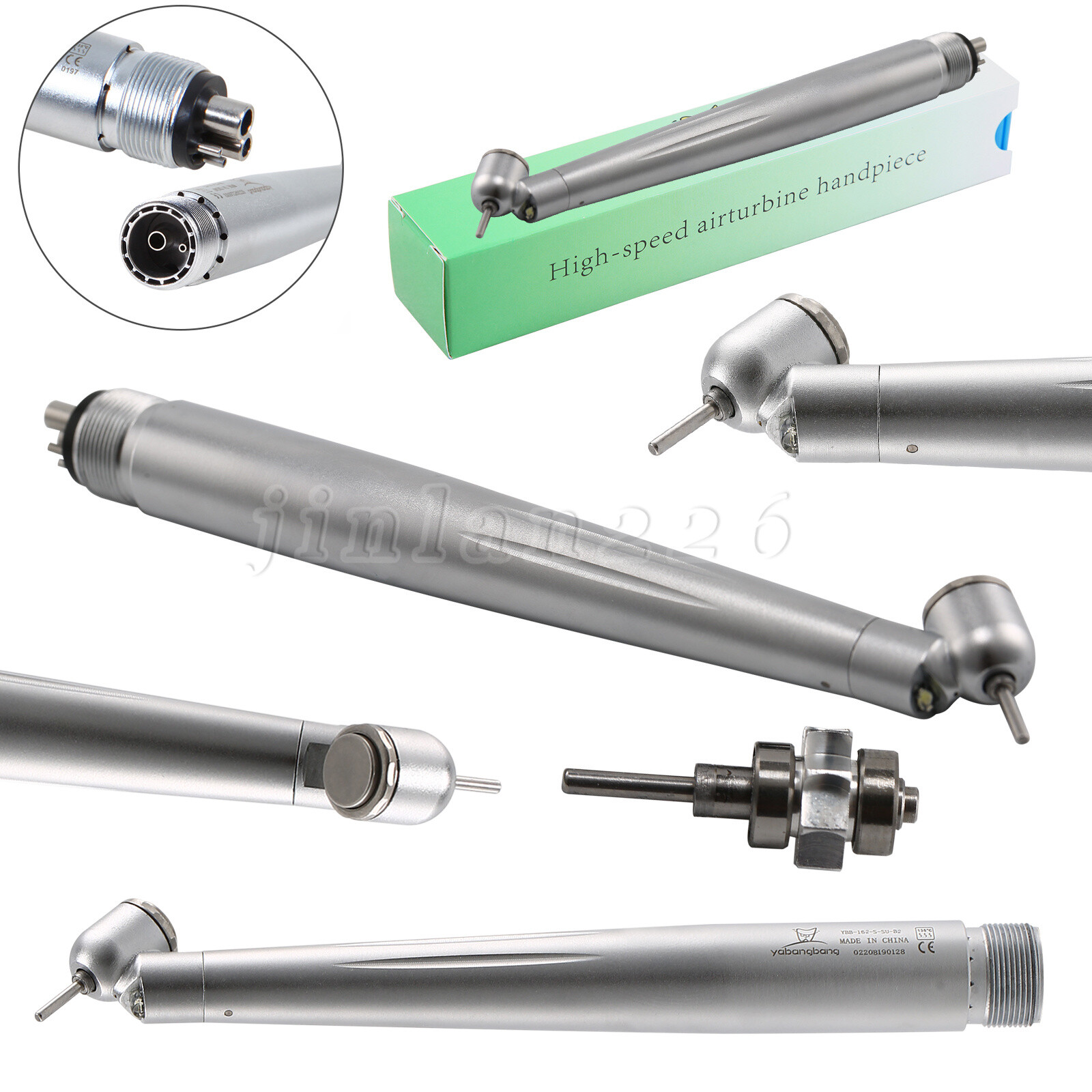 Dental 45° LED High Speed Handpiece 2/4Holes /White Stone/Silicone Polishing Bur