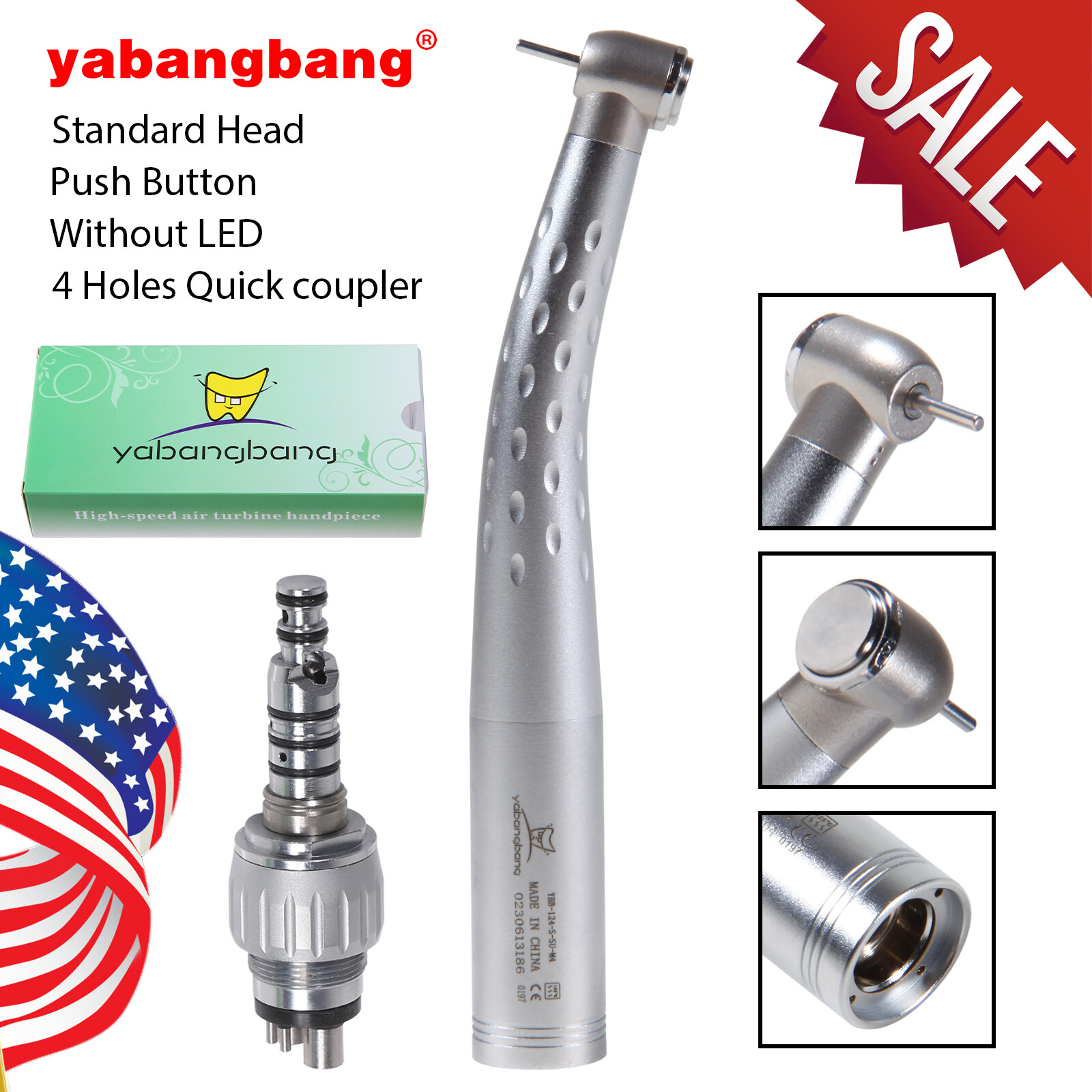 USA Dental High Speed Turbine Handpiece Standard Head w/ 4Hole Quick Coupler GB4