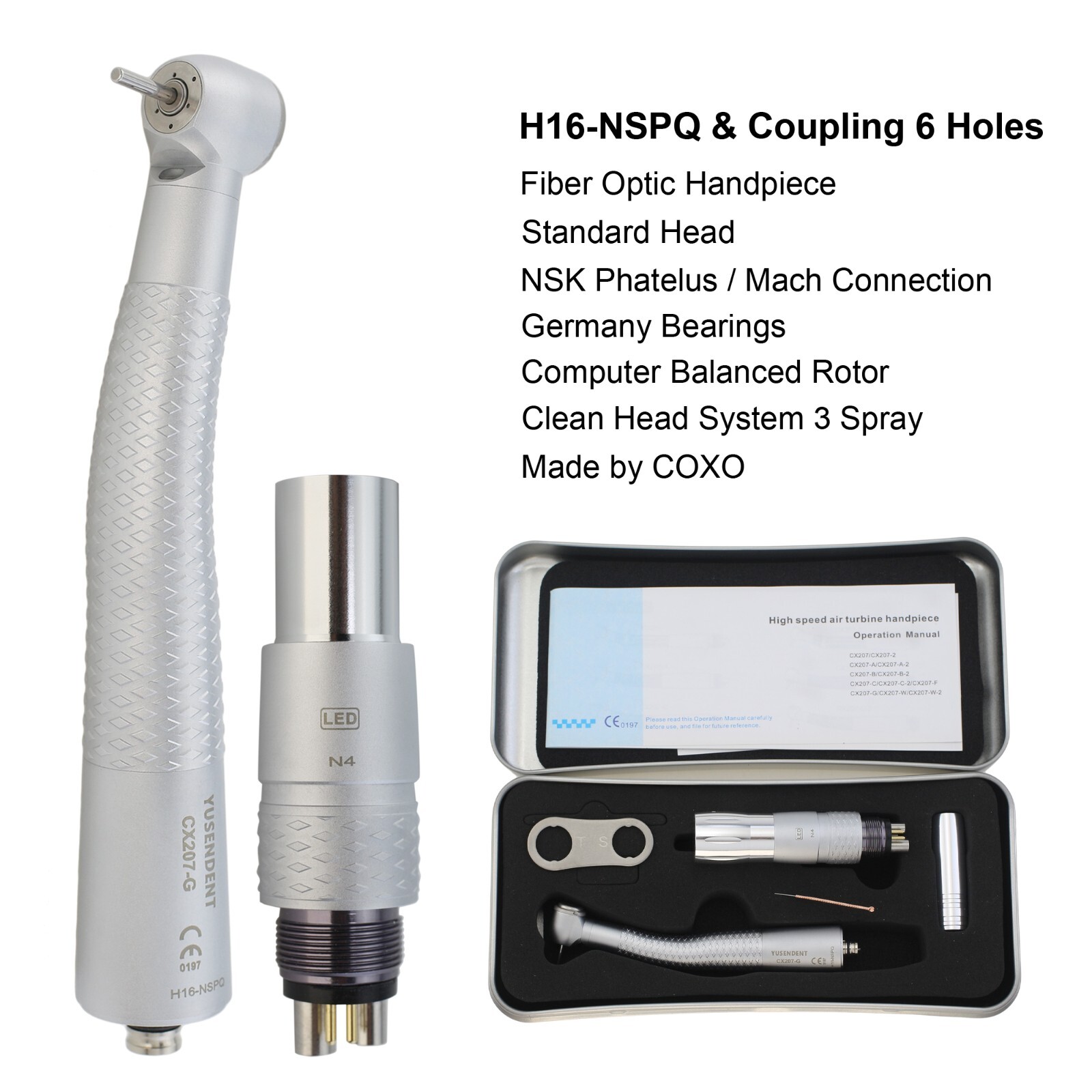 COXO Dental Fiber Optic High Speed Handpiece For KaVo MULTIflex NSK W/H Coupler