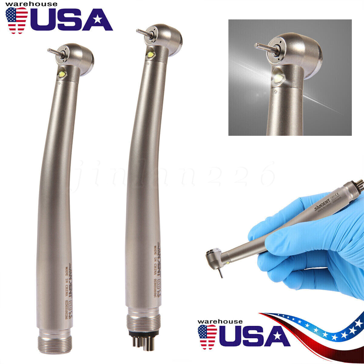 E-generator Dental LED Fiber Optic High Speed Handpiece 2/4hole Drill hand piece