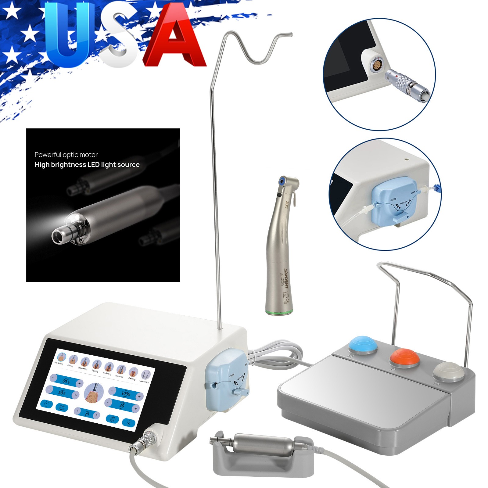 ST Dental Implant Motor Surgical System Brushless Motor 20:1 LED Contra Angle us