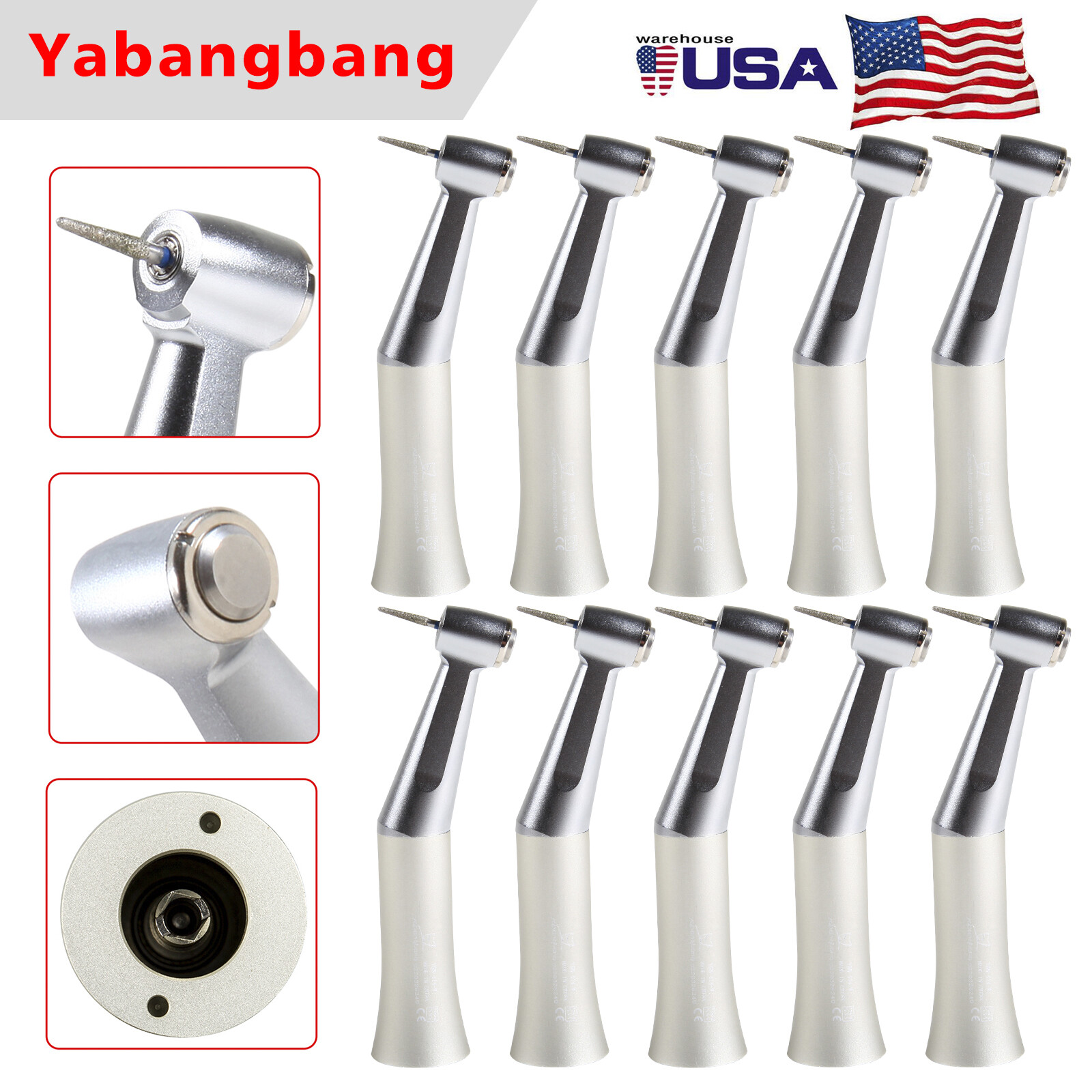 10*NSK Style Dental Slow Low Speed Push Contra Angle Handpiece Fit FG 1.6mm Burs