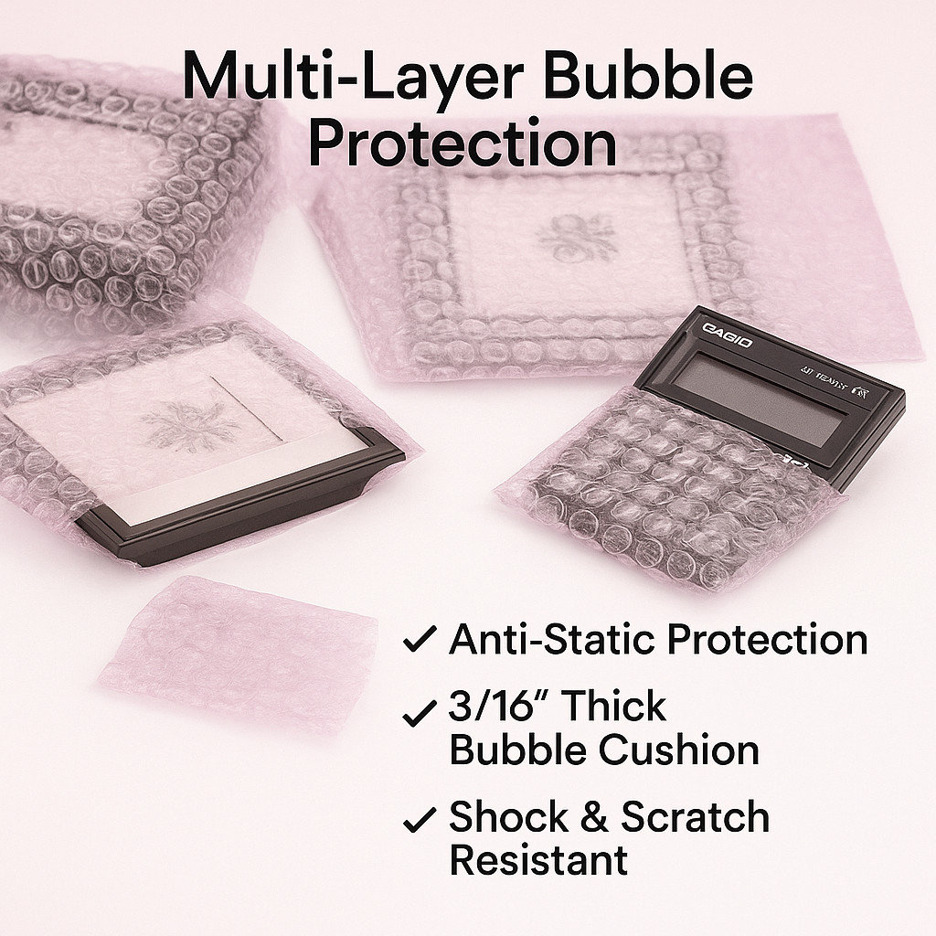 6×8.5 Anti-Static Bubble Out Pouches Bags Wrap Cushioning Self Seal, Pink