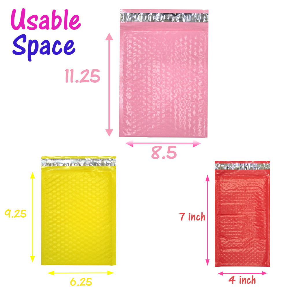 Assorted Sizes 8.5×12, 6×9, & 4×8 Colored Poly Bubble Mailers, Padded Envelopes!