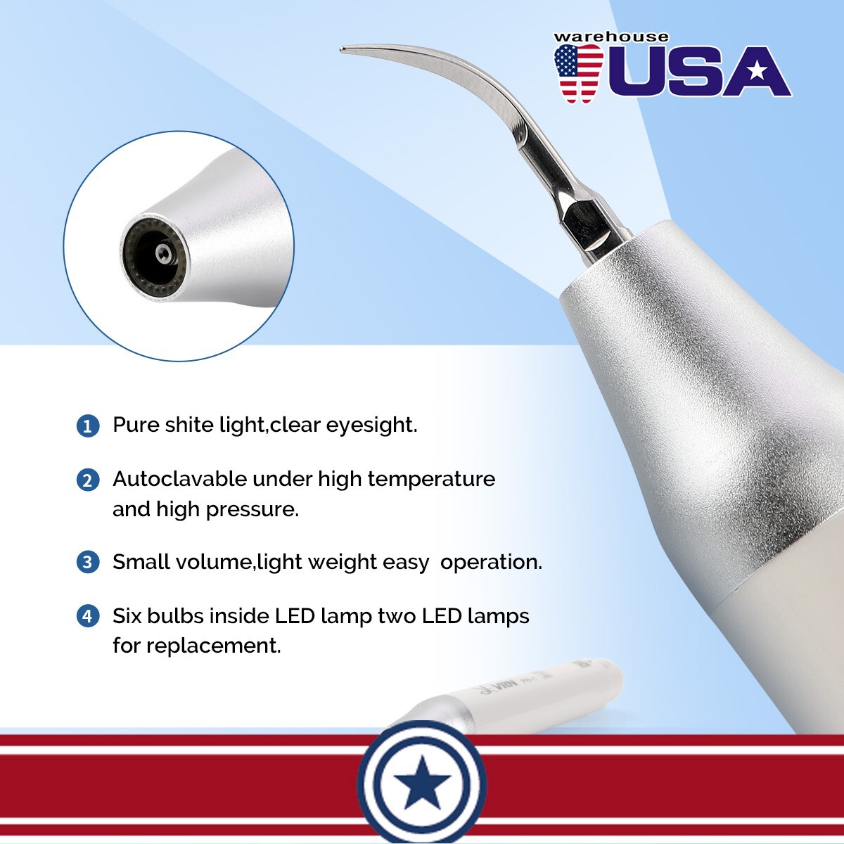 LED Dental Ultrasonic Piezo Scaler Handpiece Fit EMS Cavitron