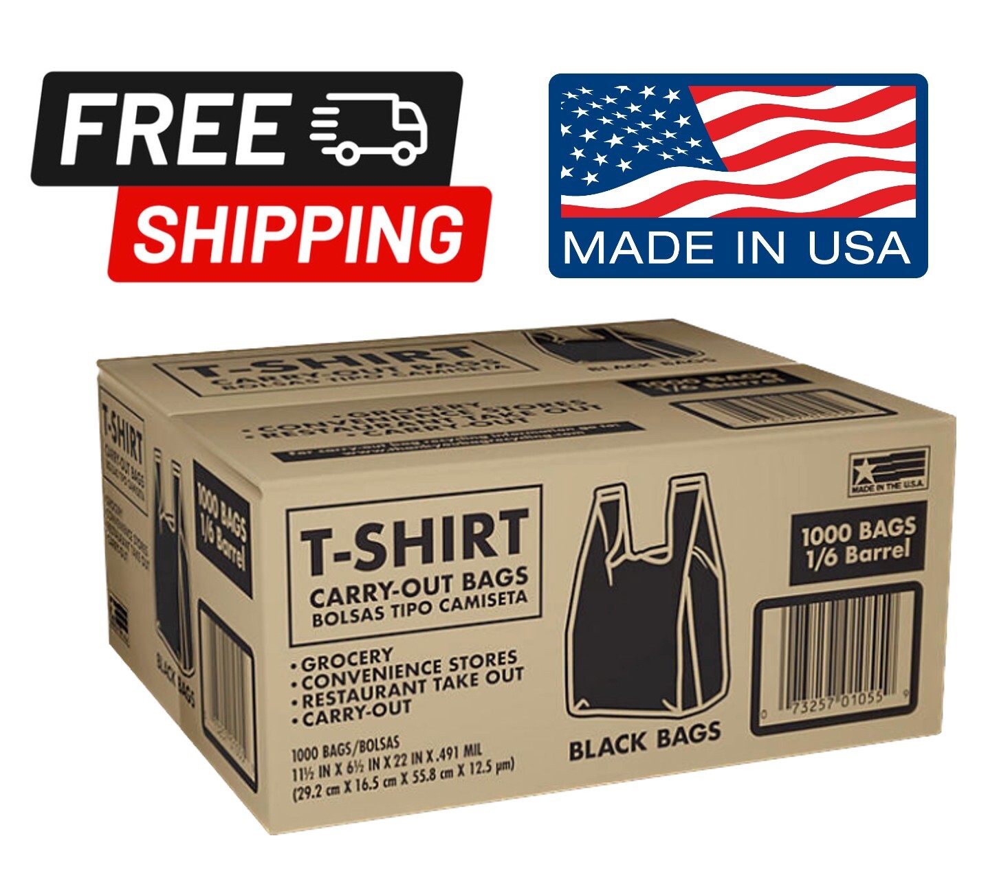 Member’s Mark Black T-Shirt Carryout Bags (1,000 ct.), Size 11.5″ x 6.5″ x 22″
