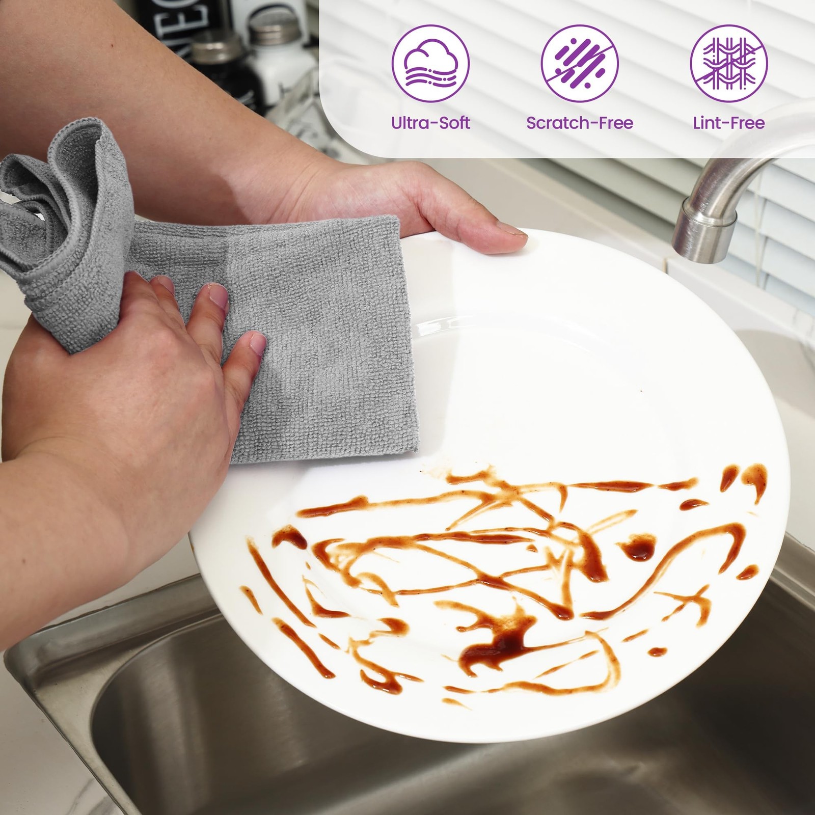 Microfiber Cleaning Cloths-12 Pack,Microfiber Towels for Cars & Kitchen,Highl…