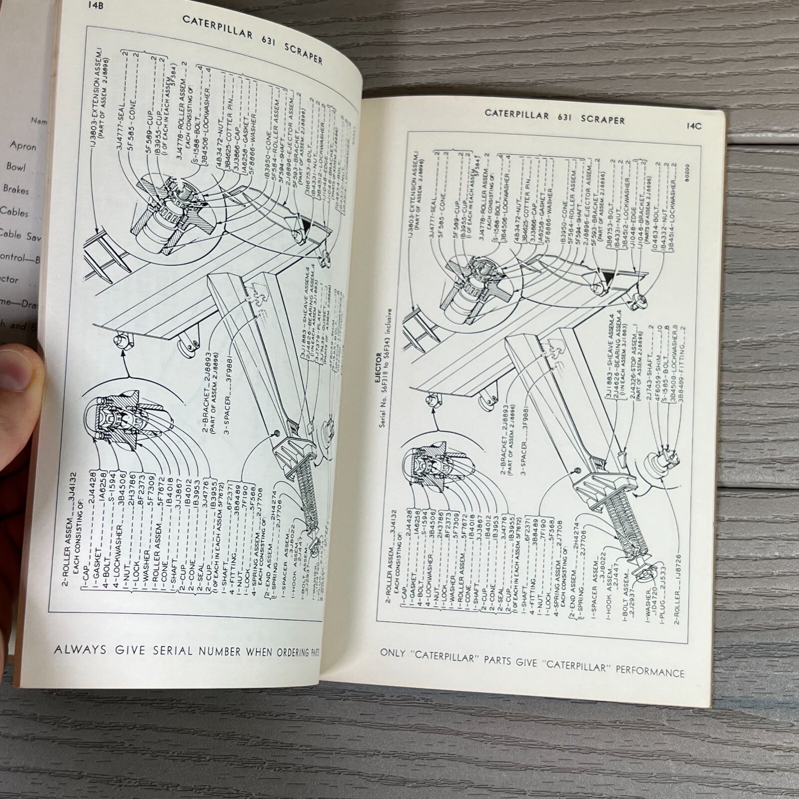 CAT Caterpillar 631 Scraper Parts Manual Book 56F1 56F568 Form UE034064 1967 OEM