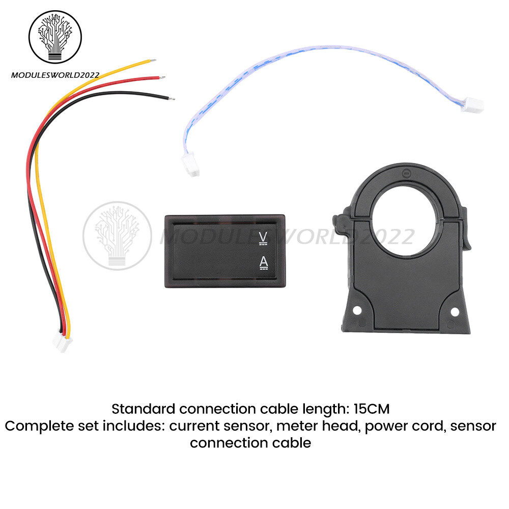 DC0-300V 50/100/200/400A Digital Current Voltage Meter Hall Ammeter Voltmeter